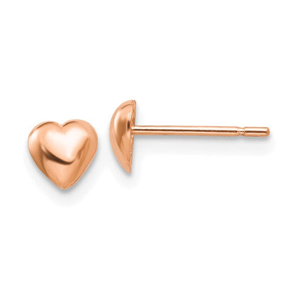 14K Rose Polished Heart Post Stud Earrings