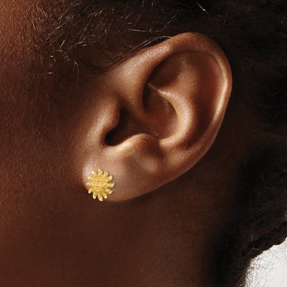 14k Satin Diamond-cut Sun Post Earrings