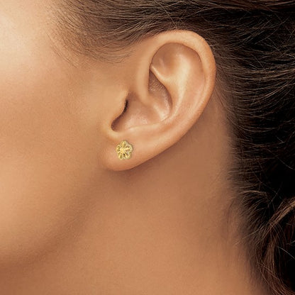 14K Diamond-cut Flower Post Earrings