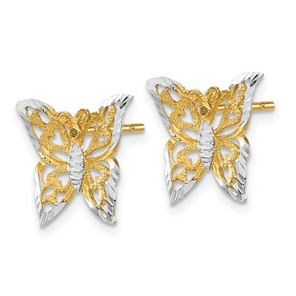 14k with Rhodium Butterfly Post Earrings