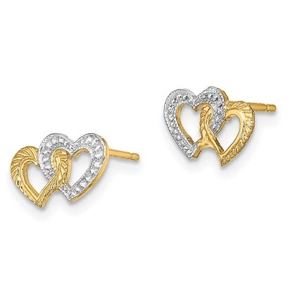 14K with White Rhodium Polished Intertwined Hearts Post Earrings