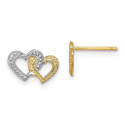 14K with White Rhodium Polished Intertwined Hearts Post Earrings