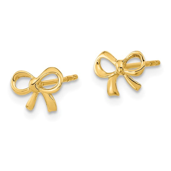 14k Gold Polished Bow Post Earrings