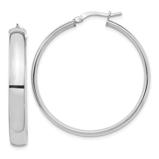 14k White Gold High Polished 5mm Hoop Earrings