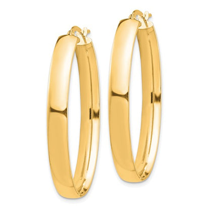 14k High Polished 5mm Oval Hoop Earrings