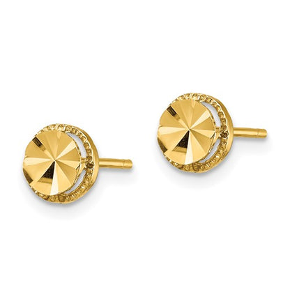 14K Diamond-Cut Round Post Earrings