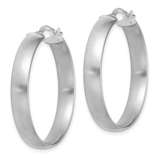 14K White Gold Large 5mm Satin Hoop Earrings