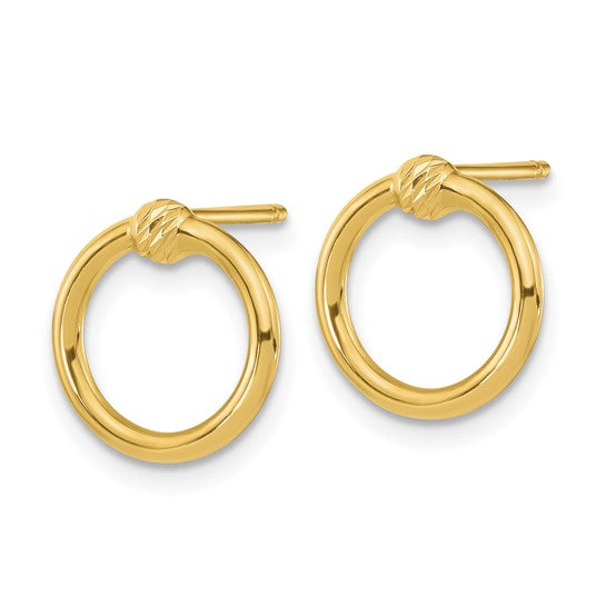 14K Polished and D/C Circle Post Earrings