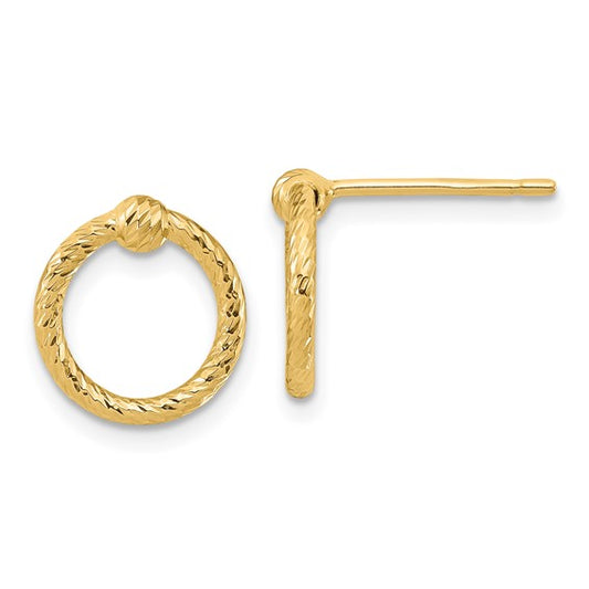 14k Polished and D/C Twisted Circle Post Earrings