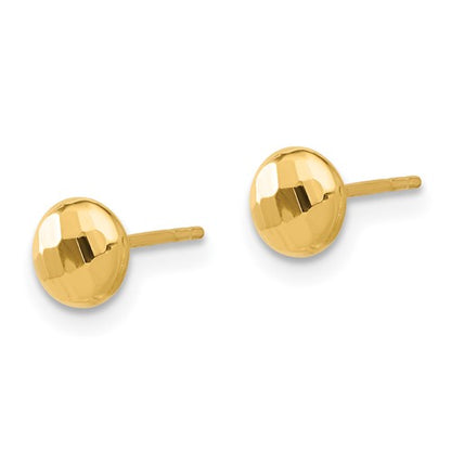 14K Polished and Diamond-cut 5.5mm Button Post Earrings