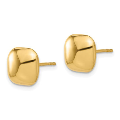 14K Polished 10mm Puffed Square Post Earrings