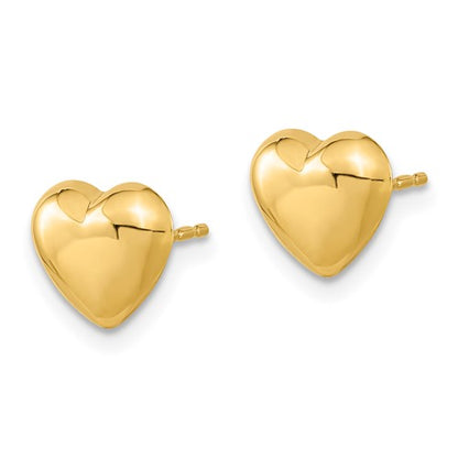14k Gold Polished Heart Post Earrings