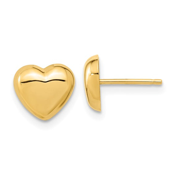 14k Gold Polished Heart Post Earrings