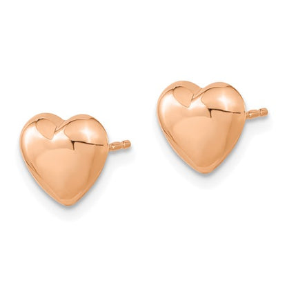 14k Rose Gold Polished Heart Post Earrings