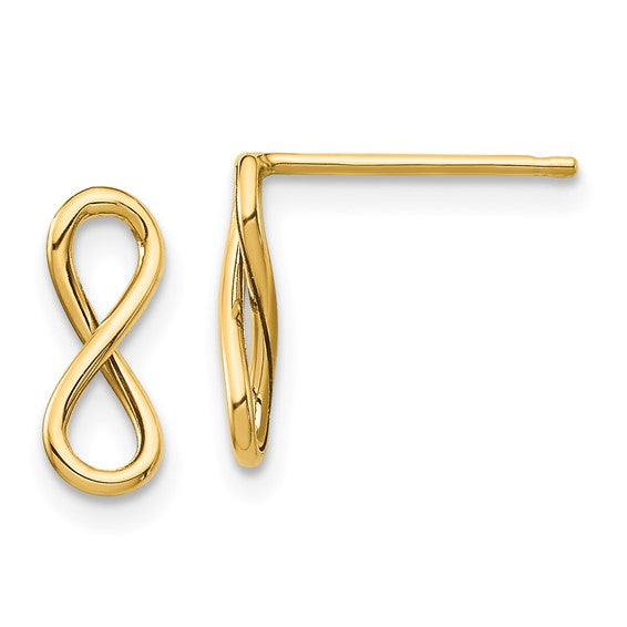 14K Polished Infinity Post Earrings