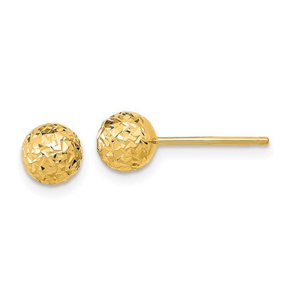 14k 6mm Diamond-Cut Ball Post Earrings