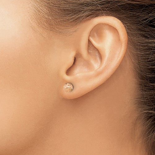 14k Rose Gold 6mm Diamond-Cut Ball Post Earrings