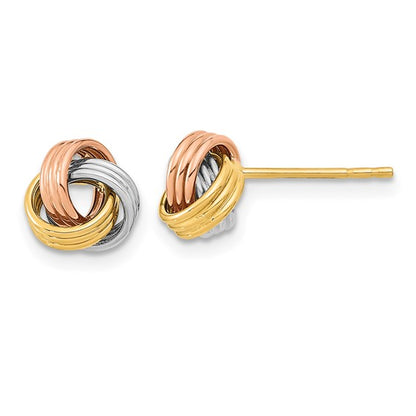 14k with Rose and White Rhodium Polished Love Knot Post Earrings