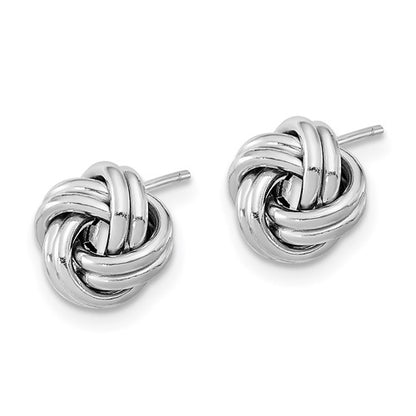 14k White Gold Polished Double Love Knot Post Earrings