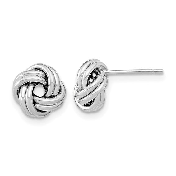 14k White Gold Polished Double Love Knot Post Earrings