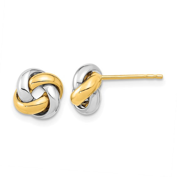 14k Two-Tone Polished Love Knot Post Earrings