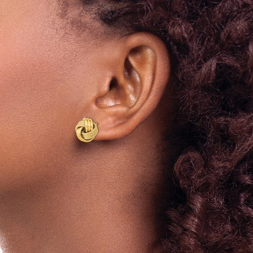 14k Polished Textured Triple Love Knot Post Earrings