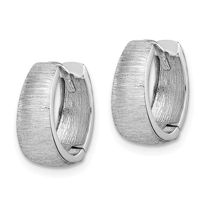 14K White Gold Textured Hoop Earrings