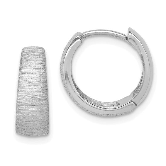 14K White Gold Textured Hoop Earrings