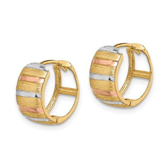 14K with White and Rose Rhodium Hoop Earrings