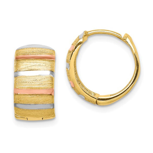 14K with White and Rose Rhodium Hoop Earrings