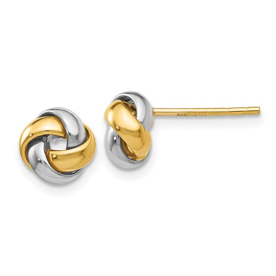 14k Two-tone Knot Post Earrings