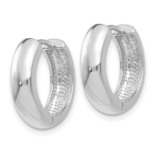 14k White Gold Round Hinged Hoop Earrings