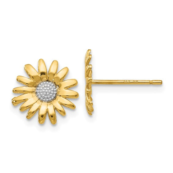 14k and Rhodium Mini Daisy Post Earrings