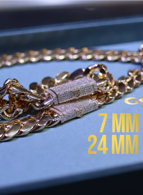 CUBAN DIAMOND LOCK 14k 7mm To 24mm