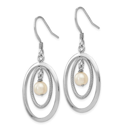 Leslie's Sterling Silver Rhodium-plated FW Cultured Pearl Dangle Earrings