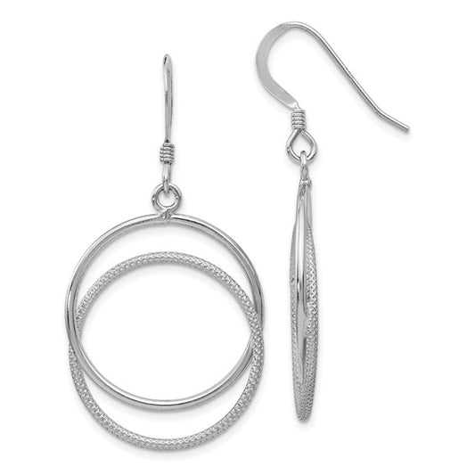 Leslie's Sterling Silver Rhod-pltd Polished Shepherd Hook Dangle Earrings