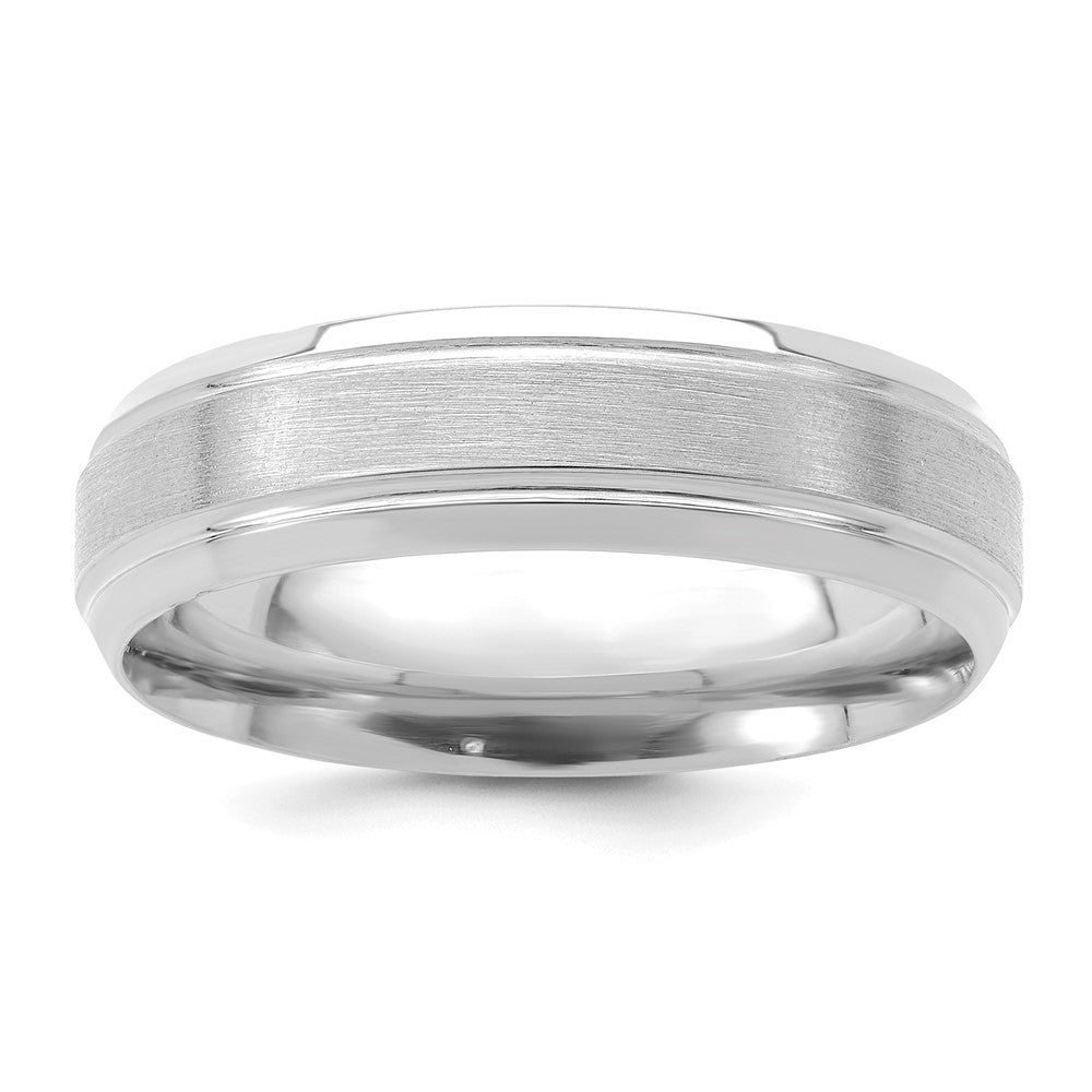 14k White Gold Light Comfort Fit Brush Satin Fancy Band