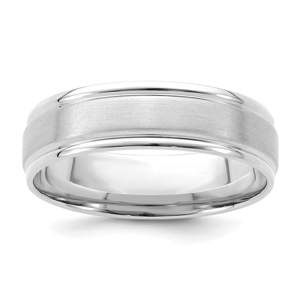 14k White Gold Light Comfort Fit Brush Satin Fancy Band