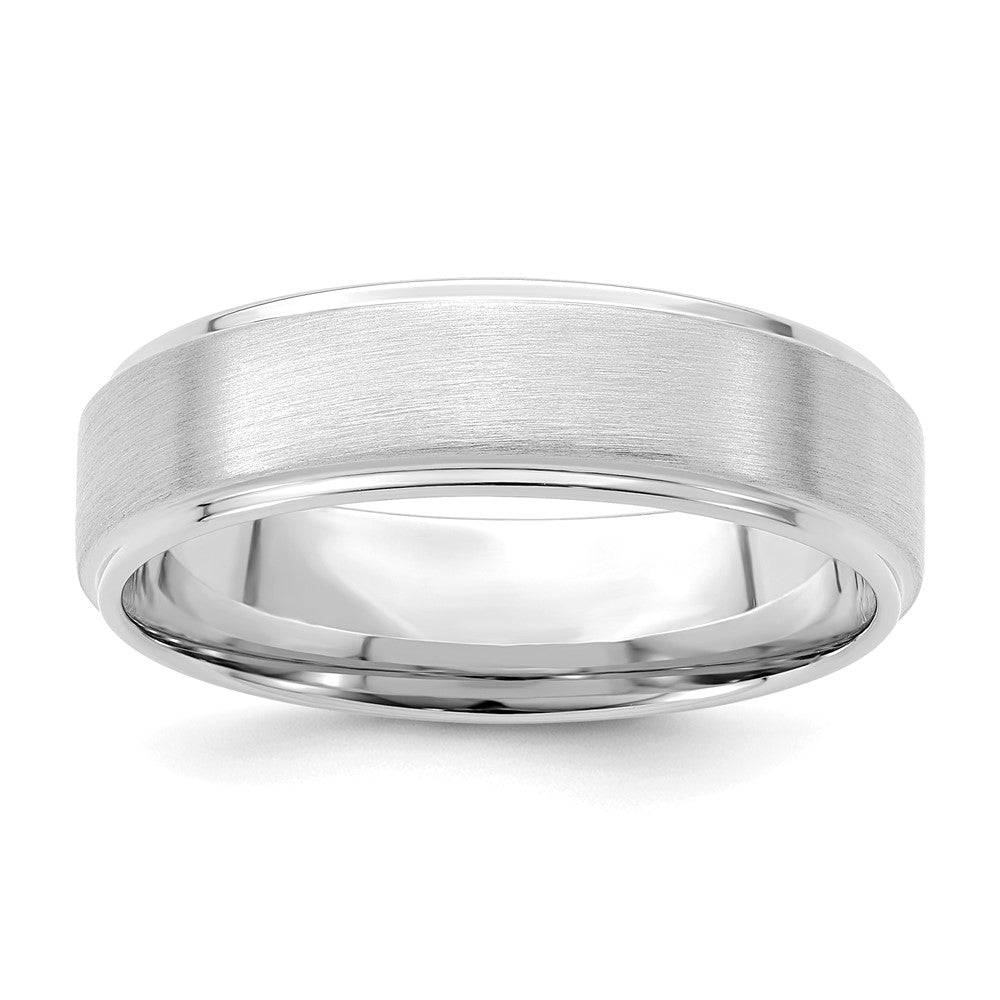 14k White Gold Light Comfort Fit Brush Satin Fancy Band