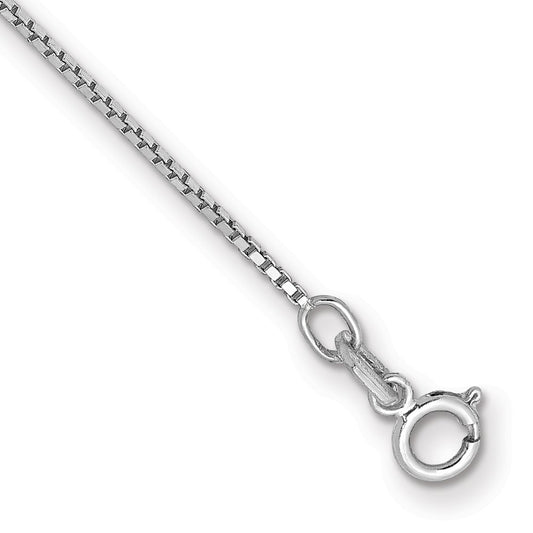 14k White Gold .9mm Box with Spring Ring Clasp Chain