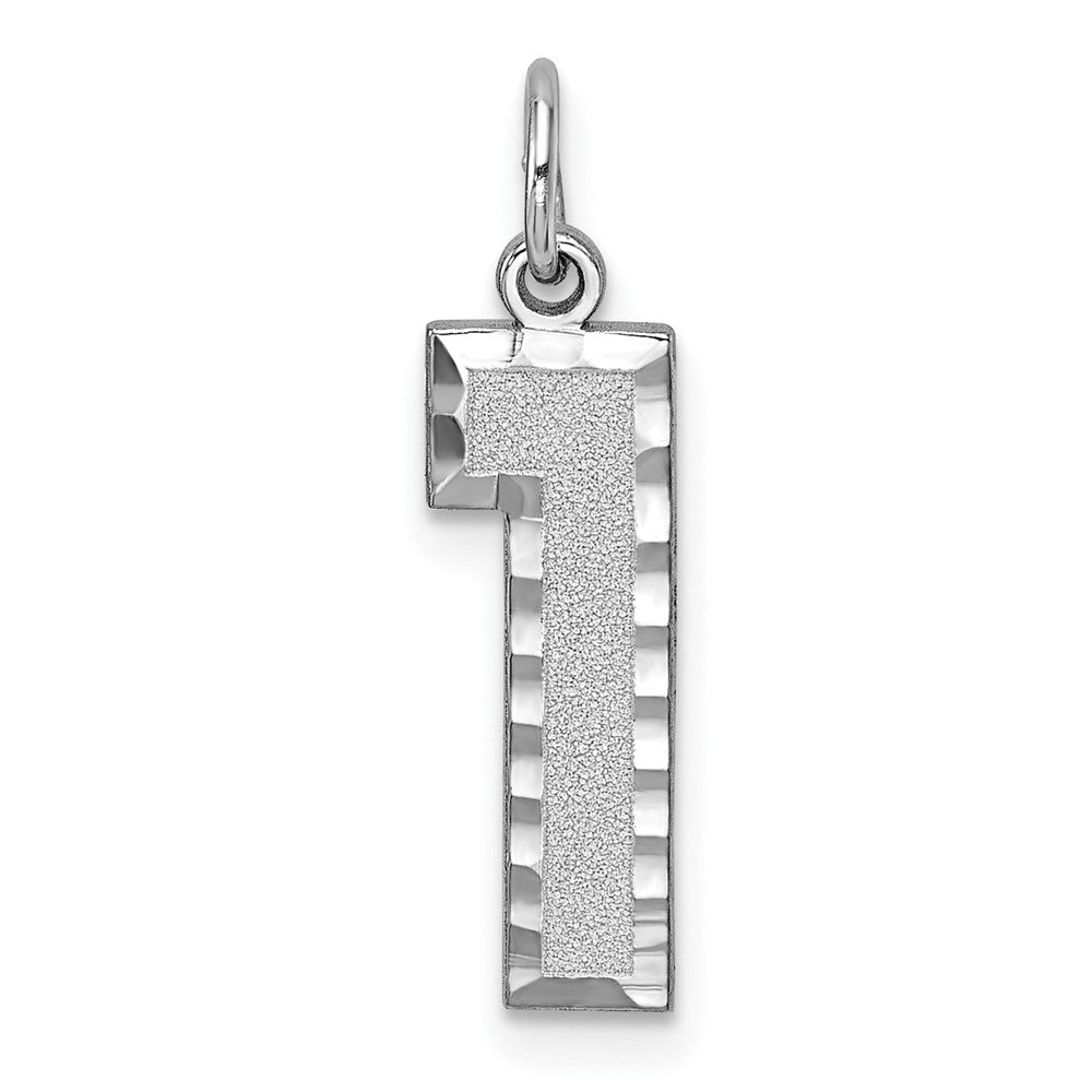 14kw Large Brushed Diamond-cut Number 1 Charm
