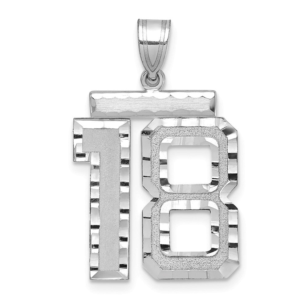14kw Large Brushed Diamond-cut Number 18 Charm