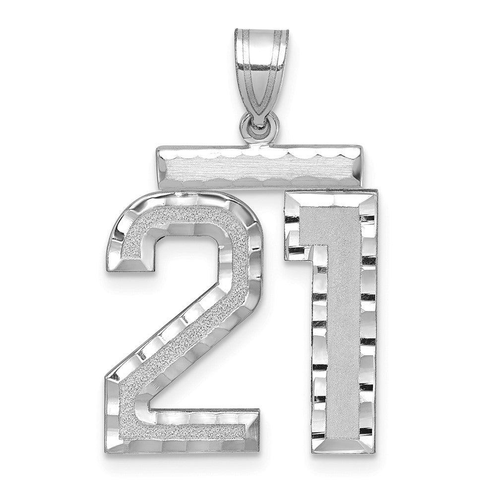 14kw Large Brushed Diamond-cut Number 21 Charm