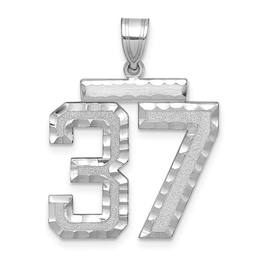 14kw Large Brushed Diamond-cut Number 37 Charm