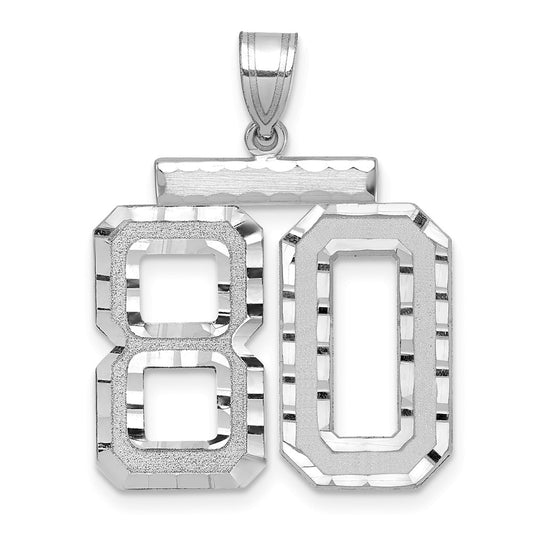 14kw Large Brushed Diamond-cut Number 80 Charm