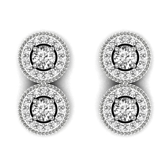 14KW AA Diamond 2-stone Earring Semi-Mount - 4.6 mm center stones