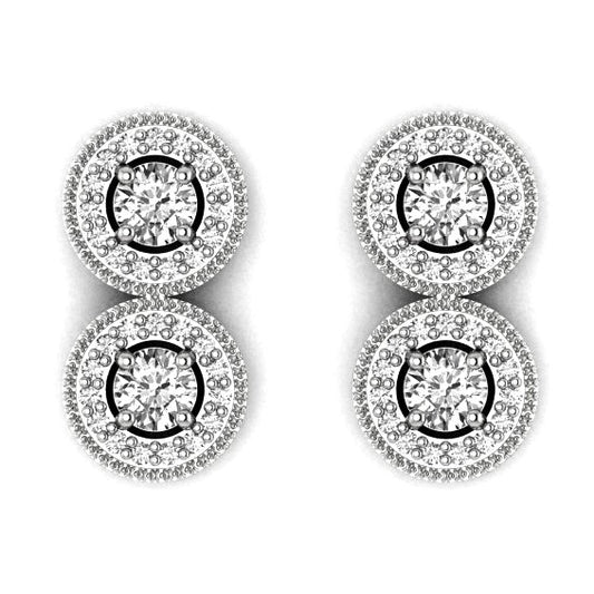 14KW AA Diamond 2-stone Earring Semi-Mount - 4.6 mm center stones