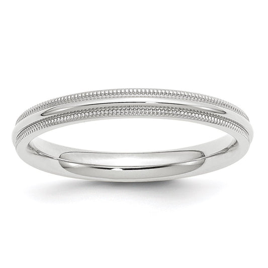 14KW 3mm Milgrain Comfort Fit Band Size 7.5