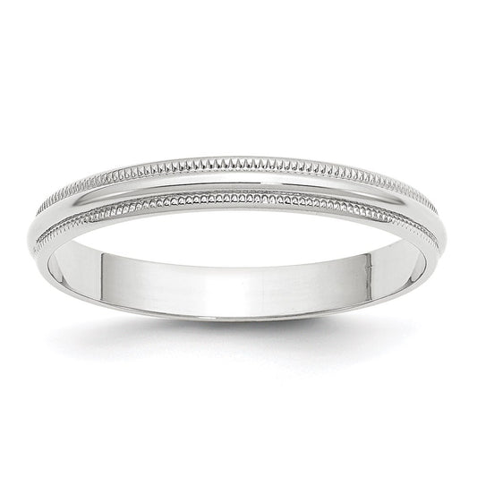 14KW 3mm LTW Milgrain Half Round Band Size 9.5