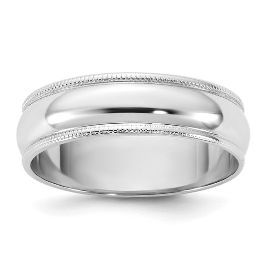 14KW 5.5mm LTW Milgrain Half Round Band Size 8